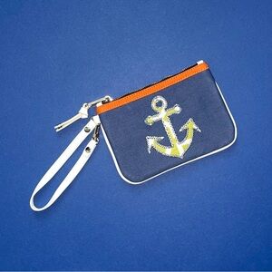 Spartina 449 Heyward Seaside Wristlet - Nautical blue canvas with Anchor